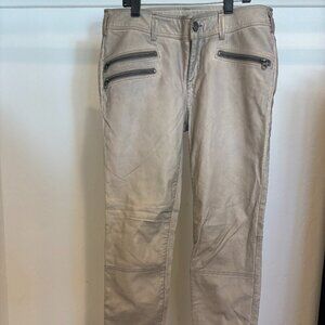 Free People Women's Faux Leather Moto Style Slim - Ankle Zip - Tan - Size 4